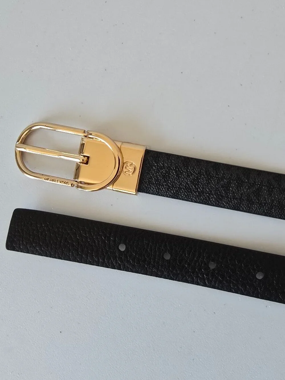 Michael Kors Reversible Leather Belt Women L Black Gold Buckle NWT